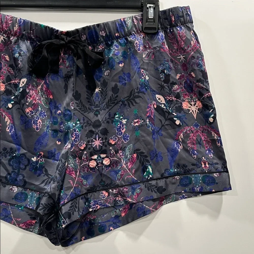Victoria’s Secret Satin Short Pajama Set NWOT Gray Moody Floral M  Rare Print